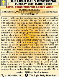 PRIORITIZING THE WORK OF GOD